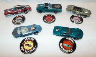 5 Vintage 1967 & 69 Hot Wheels Redline ' s,  with Buttons,  PARTS 2