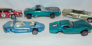 5 Vintage 1967 & 69 Hot Wheels Redline ' s,  with Buttons,  PARTS 6