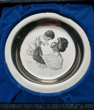 1973 Franklin Mother And Child Sterling Silver Spencer Mothers Day 8 " Plate