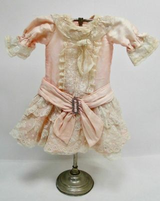 Handmade Satin Cotton Antique Doll Dress French Jumeaux Bru