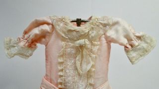 handmade satin cotton Antique doll dress french Jumeaux Bru 3