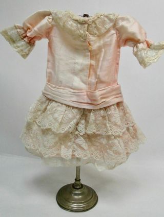 handmade satin cotton Antique doll dress french Jumeaux Bru 4