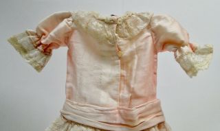 handmade satin cotton Antique doll dress french Jumeaux Bru 5