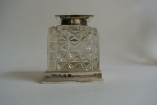 English Sterling Silver & Glass Inkwell Birmingham 1862 5