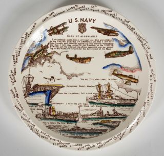 Vernon Kilns - U.  S.  Navy - World War Ii - Souvenir Plate - Circa 1940s