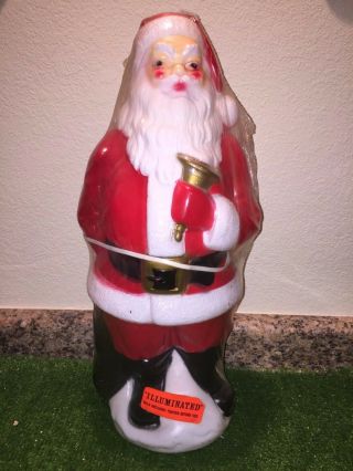Vintage 19 " Christmas Empire Lighted Santa Holding A Gold Bell Blow Mold