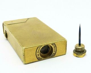 Vintage 1940 ' s Dunhill Broadboy Half Cap Petrol Lighter Gold Plate - 10