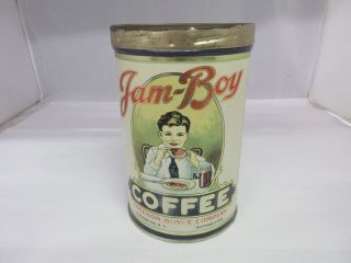 Rare Vintage Coffee Jam Boy Advertising Tin M - 92