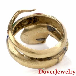 Vintage Enamel 14K Yellow Gold Snake Ring 6.  9 Grams NR 4