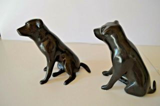 Vintage Bronze Art Sculptures Bookends Book Ends.  Dogs