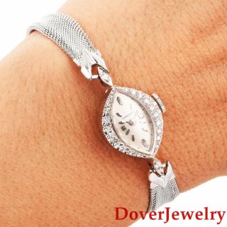 Vintage Longines Diamond 14k White Gold Ladies Watch 11.  1 Grams Nr