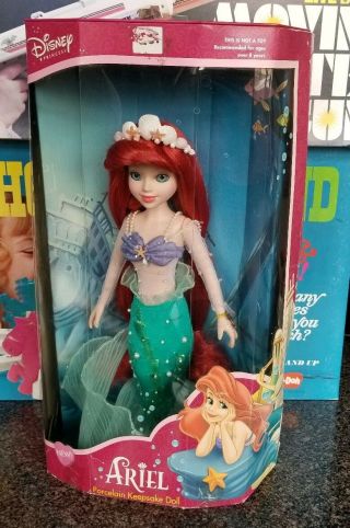 Disney Little Mermaid Ariel Porcelain Keepsake Doll 2003 Brass Key Misb Variant