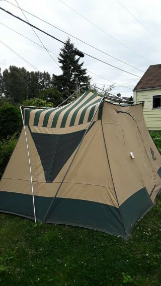 VINTAGE Sears 6 Person HILLARY CANVAS 9x11 Family Camping TENT. 3