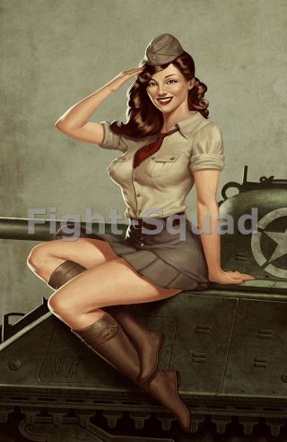 Ww2 Picture Photo Pin Up Girl In A Sherman Tank 2117 Size 6 " X 8 " (20 X 15 Cm)