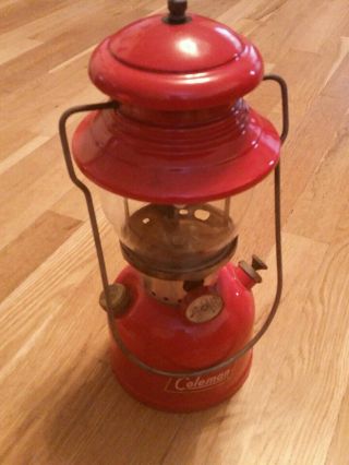 Vintage Coleman Lantern 200a Dated 1/58 With Pyrex Sunshine Glass January Of 58