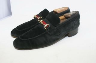 Vtg Gucci Horsebit Italy Suede Black Shoes Men 