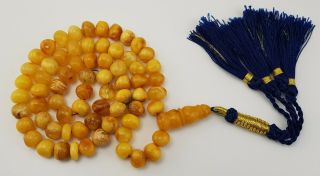 Islamic Prayer Tasbih Bead Natural Amber Baltic 60,  1g Vintage Rare White 88.