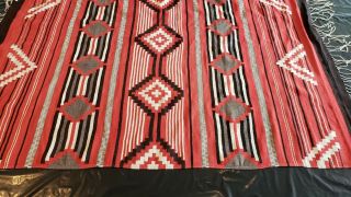 Large Vintage Zapotec Rug Weaving Southwest Indian Design Red/ Brown 64 " X 106 "