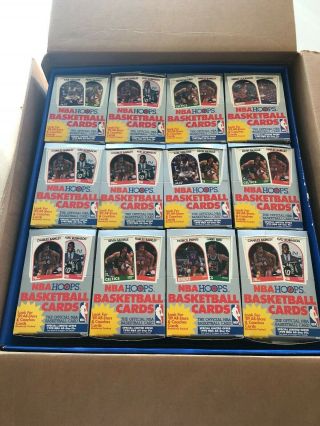 1989 - 90 Nba Hoops Case (18 Boxes) With Vintage Retail Display