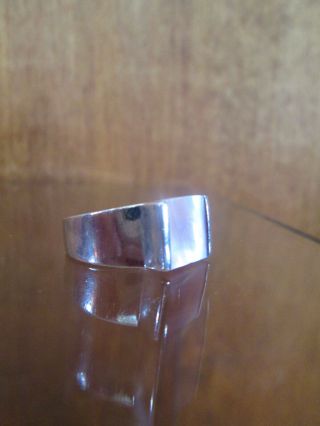 Modernist Sterling Silver Ring Mother of Pearl Arts and Crafts Hand Wrought Sz 5 3