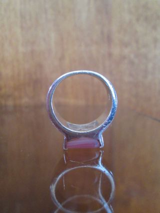 Modernist Sterling Silver Ring Mother of Pearl Arts and Crafts Hand Wrought Sz 5 6