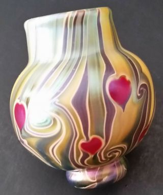 Vintage Lundberg Studios Iridescent Art Glass Mini Vase 1975 Mark Cantor 2 1/2 