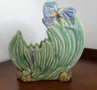 Vintage Weller Pottery Iris Ceramic Step Vase 7 ½ Inches;
