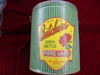 Antique Vintage Advertising 50 Pound Lard Tin - Denver Co.  - Linder Packing Company