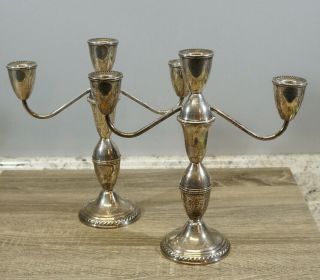 Duchin Creations Sterling Silver Weighted 3 Candle Candelabra Set 10 " Tall