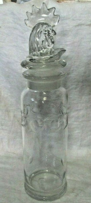 Heisey Martini Cocktail Mixer Shaker With Rooster Stopper Diamond Cut Vintage