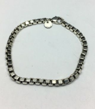 Tiffany & Co Sterling Silver Venetian Box Link Bracelet 7.  75”