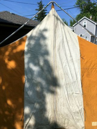 Vintage Wenzel 8 ' x 10 ' Canvas Tent 7 ' center peak 4 - 6 person Complete w/ stakes 8