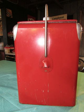 Vintage 1950s - 60s Coca Cola Coke Cooler Red Metal Ice Chest Cooler Galvanized 4