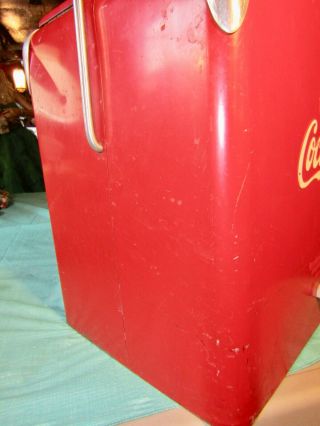 Vintage 1950s - 60s Coca Cola Coke Cooler Red Metal Ice Chest Cooler Galvanized 5