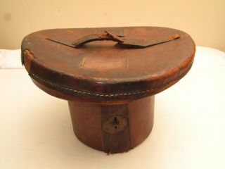 Antique Leather Hat Box Stovepipe Hat Steampunk No Bottom,  Velvet Lined Salmon