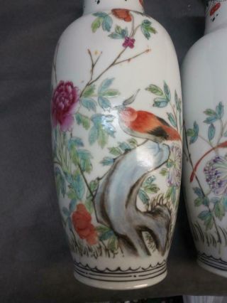 Old Vintage Porcelain Chinese Famille Rose Vases Vase Asian Art Set Two 2