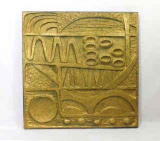 Vintage Modernist Bas - Relief 2 - Sided Polymer Gold/b & W Wall Art Lite Sculpture