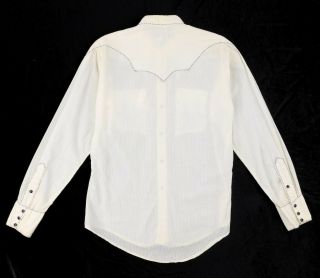 Vtg ROCKMOUNT RANCH WEAR c.  1950 ' s White Snap Front Cowboy Western Shirt 3