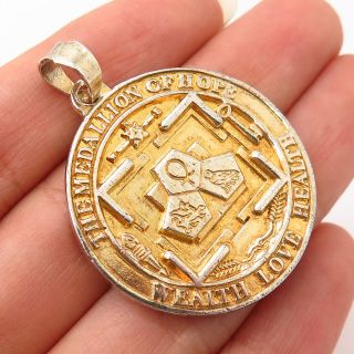 925 Sterling Silver Gold Plated Vintage " The Medallion Of Hope " Pendant