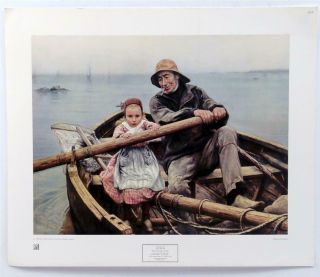 Vintage Emile Renouf The Helping Hand Nautical Fishing Boats Lithograph Z310