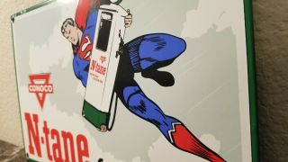 VINTAGE CONOCO GASOLINE PORCELAIN SUPERMAN MOTOR OIL SERVICE STATION PUMP SIGN 3