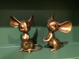 Vintage Anthony Freeman Mcfarlin Gold Ca Pottery Mice Figurines (2)