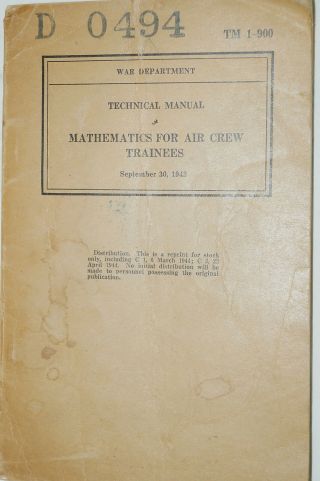 Ww2 Raf Rcaf British Canadian Maths For Aircrew & Trainees 1943 Reference Book