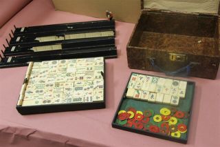 Mahjong Majong Bone And Bamboo Set 176 Tiles Vintage Mahjong Game