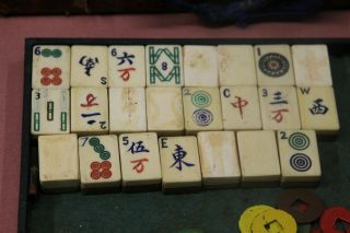 Mahjong Majong Bone and Bamboo Set 176 tiles Vintage Mahjong Game 3