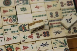 Mahjong Majong Bone and Bamboo Set 176 tiles Vintage Mahjong Game 6