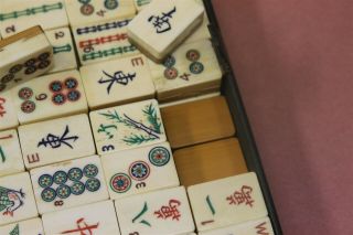 Mahjong Majong Bone and Bamboo Set 176 tiles Vintage Mahjong Game 7