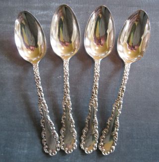 Set 4 Wallace Waverly 5 1/2 Coffee Tea Spoons 1890 Sterling Silver No Mono Rw &s