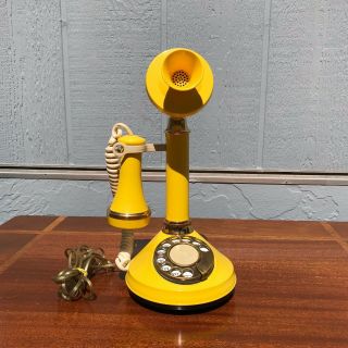 Vintage Rotary Candlestick Phone Rare Yellow Deco Tel Mid Century Pop 60s 70s 6