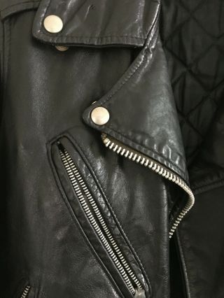 1970 ' s Vintage Black Motorcycle Leather Jacket Men ' s or Women ' s - size 6/8 2